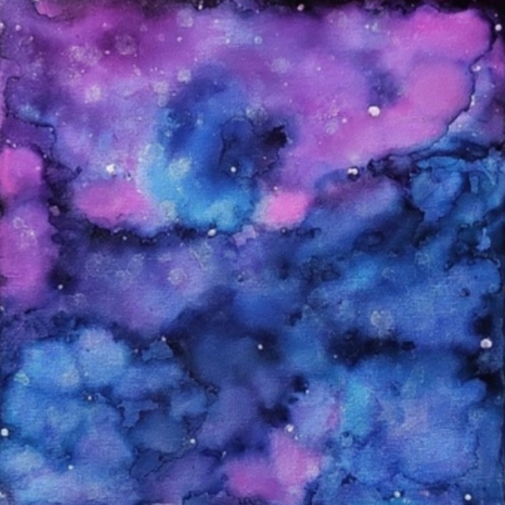 Hand Crafted Blue and Purple Abstract Design 12x12 Inches Canvas Picture - Picture 1 of 4